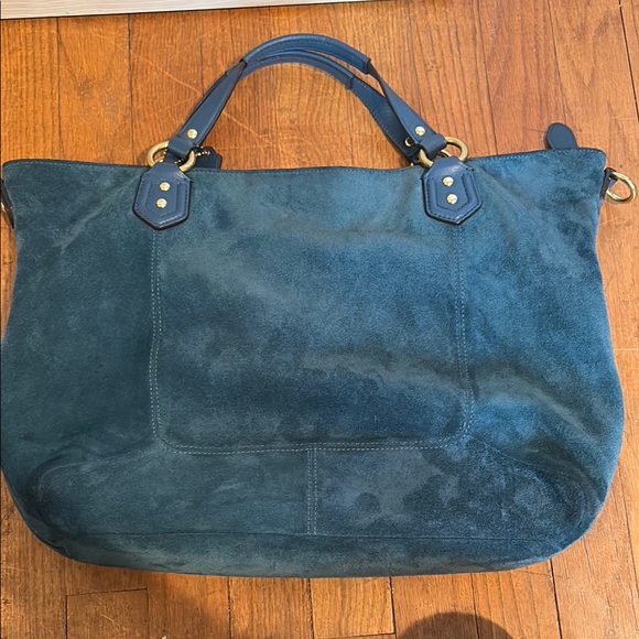 Coach Teal Suede Bag with Gold Accents - Picture 6 of 11